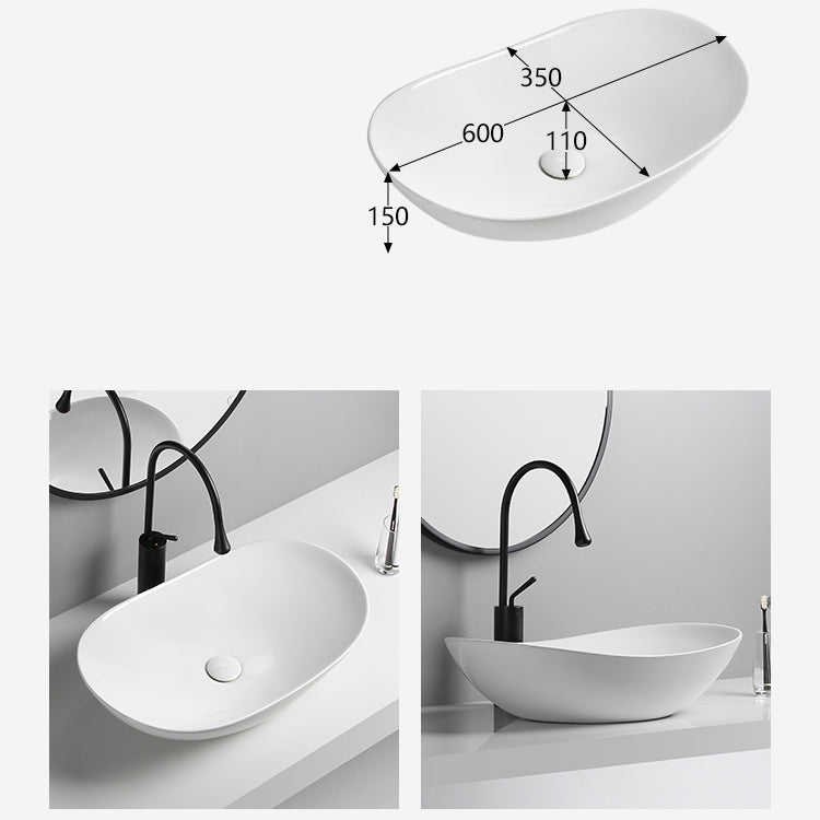 Modern Vessel Lavatory Sink Porcelain Oval with Faucet and Drain Assembly Vessel Sink Clearhalo 'Bathroom Remodel & Bathroom Fixtures' 'Bathroom Sinks & Faucet Components' 'Bathroom Sinks' 'bathroom_sink' 'Home Improvement' 'home_improvement' 'home_improvement_bathroom_sink' 6456536