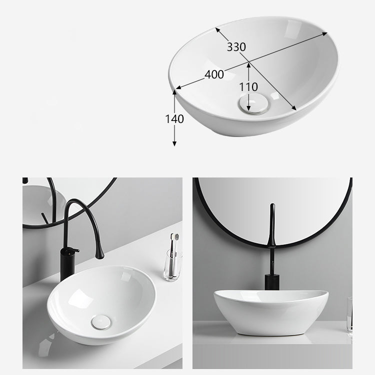 Modern Vessel Lavatory Sink Porcelain Oval with Faucet and Drain Assembly Vessel Sink Clearhalo 'Bathroom Remodel & Bathroom Fixtures' 'Bathroom Sinks & Faucet Components' 'Bathroom Sinks' 'bathroom_sink' 'Home Improvement' 'home_improvement' 'home_improvement_bathroom_sink' 6456537
