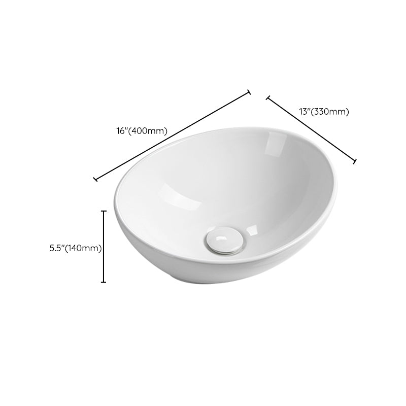 Modern Vessel Lavatory Sink Porcelain Oval with Faucet and Drain Assembly Vessel Sink Clearhalo 'Bathroom Remodel & Bathroom Fixtures' 'Bathroom Sinks & Faucet Components' 'Bathroom Sinks' 'bathroom_sink' 'Home Improvement' 'home_improvement' 'home_improvement_bathroom_sink' 6456538