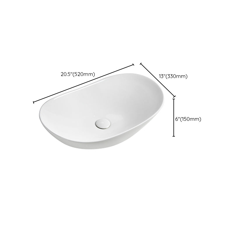 Modern Vessel Lavatory Sink Porcelain Oval with Faucet and Drain Assembly Vessel Sink Clearhalo 'Bathroom Remodel & Bathroom Fixtures' 'Bathroom Sinks & Faucet Components' 'Bathroom Sinks' 'bathroom_sink' 'Home Improvement' 'home_improvement' 'home_improvement_bathroom_sink' 6456539