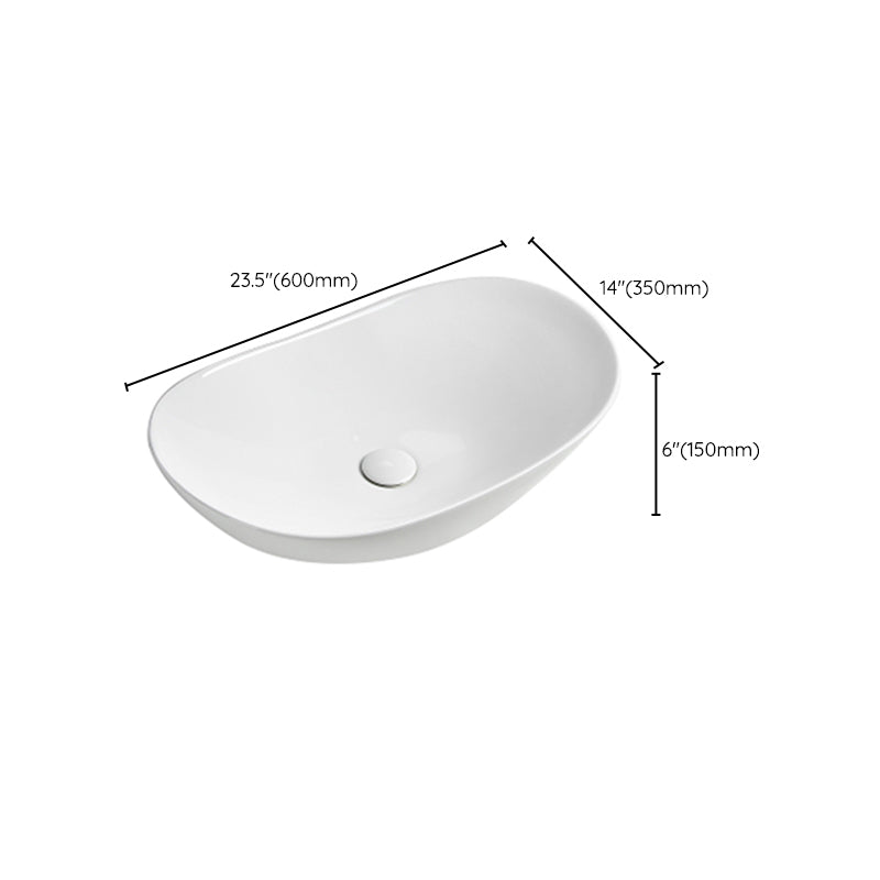 Modern Vessel Lavatory Sink Porcelain Oval with Faucet and Drain Assembly Vessel Sink Clearhalo 'Bathroom Remodel & Bathroom Fixtures' 'Bathroom Sinks & Faucet Components' 'Bathroom Sinks' 'bathroom_sink' 'Home Improvement' 'home_improvement' 'home_improvement_bathroom_sink' 6456540