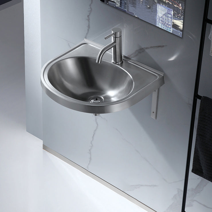 Modern Wall Mount Bathroom Sink Metal Wall Mount Bathroom Sink Clearhalo 'Bathroom Remodel & Bathroom Fixtures' 'Bathroom Sinks & Faucet Components' 'Bathroom Sinks' 'bathroom_sink' 'Home Improvement' 'home_improvement' 'home_improvement_bathroom_sink' 6456541