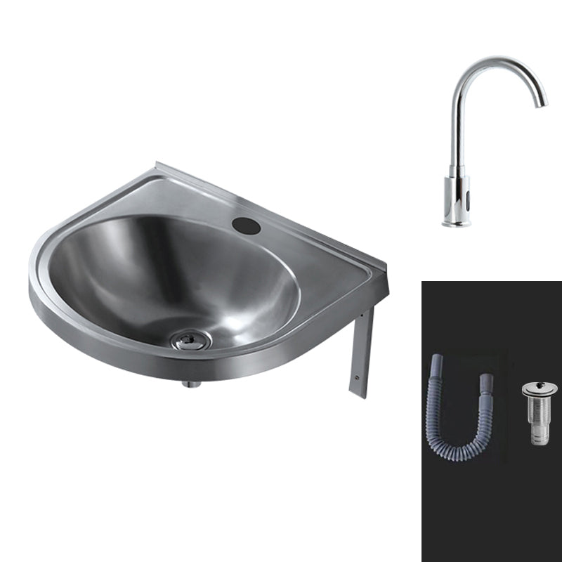 Modern Wall Mount Bathroom Sink Metal Wall Mount Bathroom Sink Gooseneck High Arc Sink with Faucet Clearhalo 'Bathroom Remodel & Bathroom Fixtures' 'Bathroom Sinks & Faucet Components' 'Bathroom Sinks' 'bathroom_sink' 'Home Improvement' 'home_improvement' 'home_improvement_bathroom_sink' 6456543