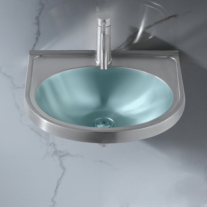 Modern Wall Mount Bathroom Sink Metal Wall Mount Bathroom Sink Clearhalo 'Bathroom Remodel & Bathroom Fixtures' 'Bathroom Sinks & Faucet Components' 'Bathroom Sinks' 'bathroom_sink' 'Home Improvement' 'home_improvement' 'home_improvement_bathroom_sink' 6456545