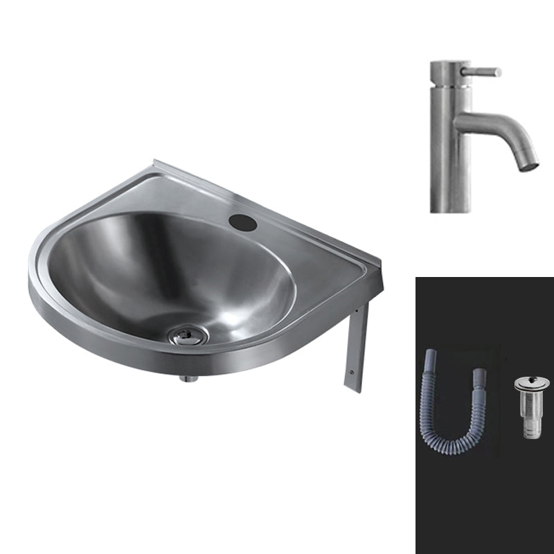 Modern Wall Mount Bathroom Sink Metal Wall Mount Bathroom Sink Round Faucet Sink with Faucet Clearhalo 'Bathroom Remodel & Bathroom Fixtures' 'Bathroom Sinks & Faucet Components' 'Bathroom Sinks' 'bathroom_sink' 'Home Improvement' 'home_improvement' 'home_improvement_bathroom_sink' 6456549