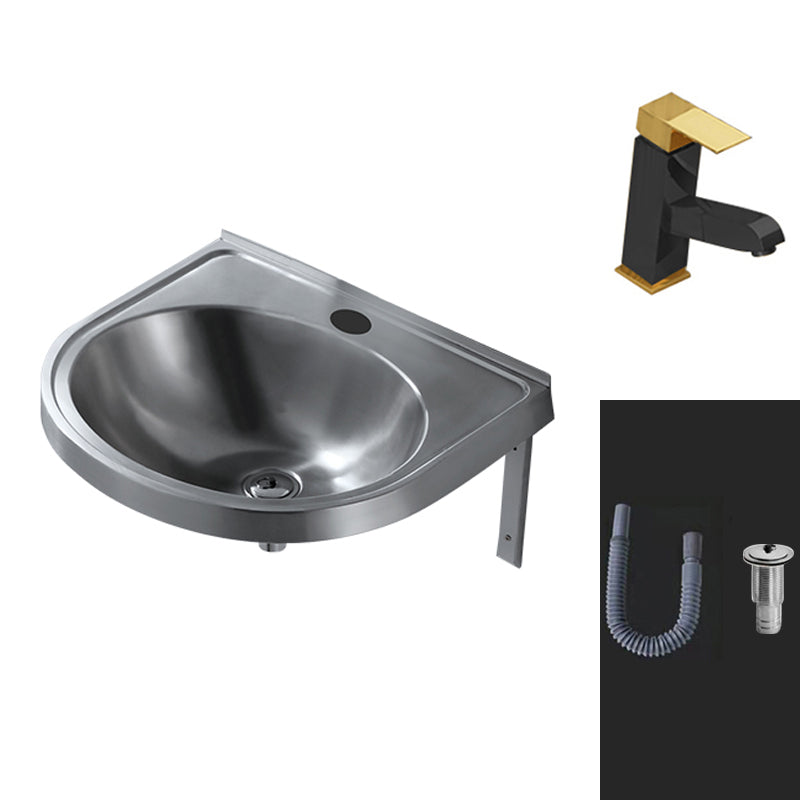 Modern Wall Mount Bathroom Sink Metal Wall Mount Bathroom Sink Pull Out Faucet Sink with Faucet Clearhalo 'Bathroom Remodel & Bathroom Fixtures' 'Bathroom Sinks & Faucet Components' 'Bathroom Sinks' 'bathroom_sink' 'Home Improvement' 'home_improvement' 'home_improvement_bathroom_sink' 6456551
