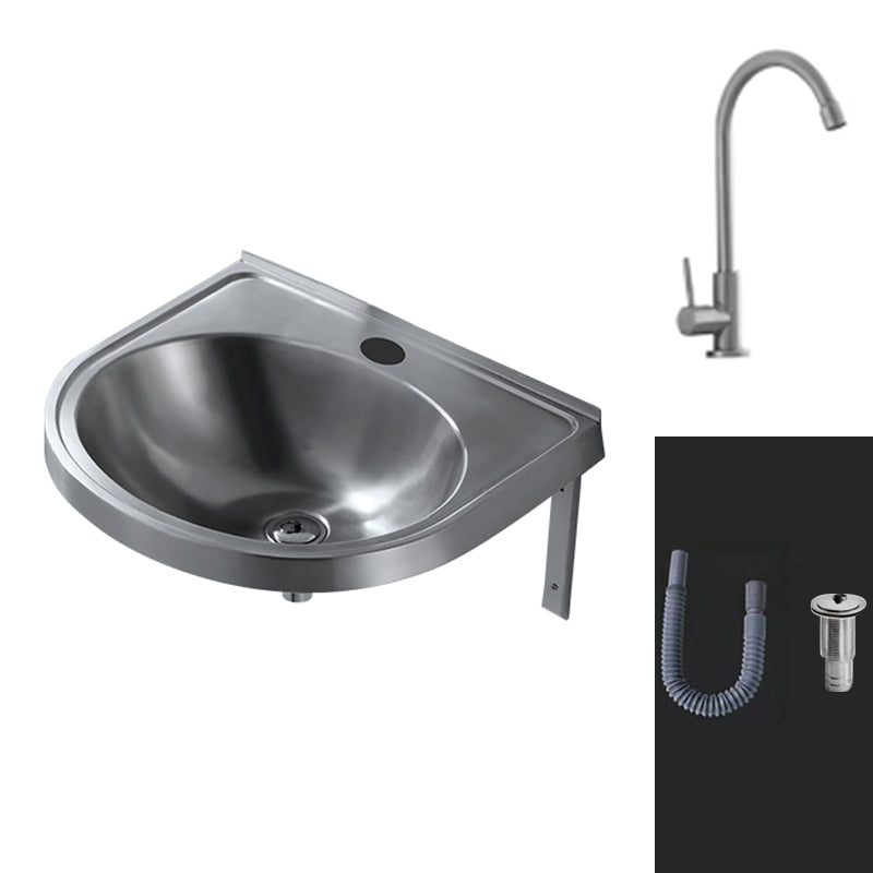 Modern Wall Mount Bathroom Sink Metal Wall Mount Bathroom Sink Single Cooling Tap Sink with Faucet Clearhalo 'Bathroom Remodel & Bathroom Fixtures' 'Bathroom Sinks & Faucet Components' 'Bathroom Sinks' 'bathroom_sink' 'Home Improvement' 'home_improvement' 'home_improvement_bathroom_sink' 6456553