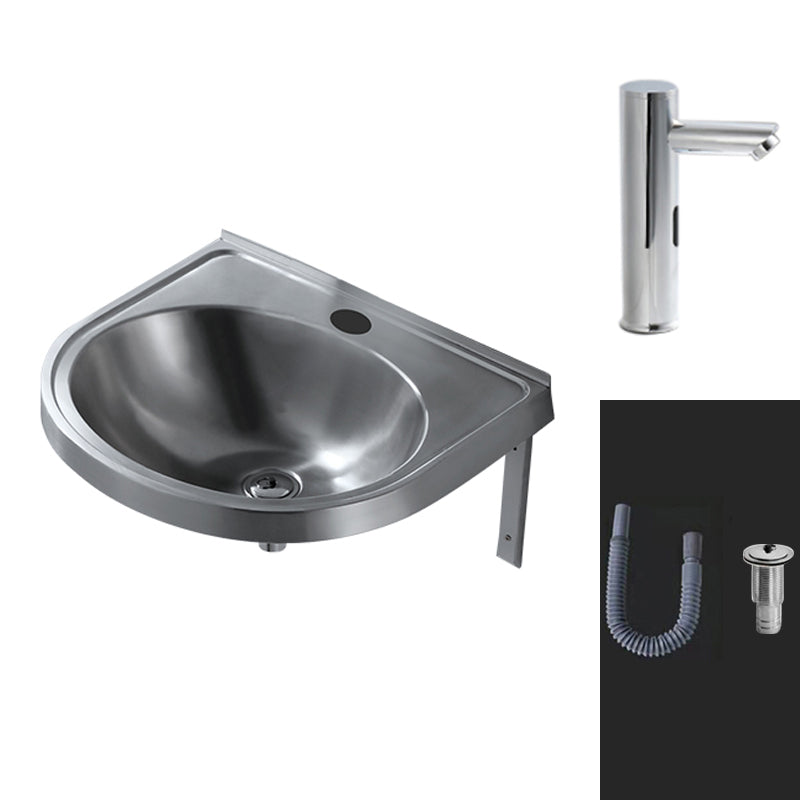Modern Wall Mount Bathroom Sink Metal Wall Mount Bathroom Sink Straight Faucet Sink with Faucet Clearhalo 'Bathroom Remodel & Bathroom Fixtures' 'Bathroom Sinks & Faucet Components' 'Bathroom Sinks' 'bathroom_sink' 'Home Improvement' 'home_improvement' 'home_improvement_bathroom_sink' 6456555