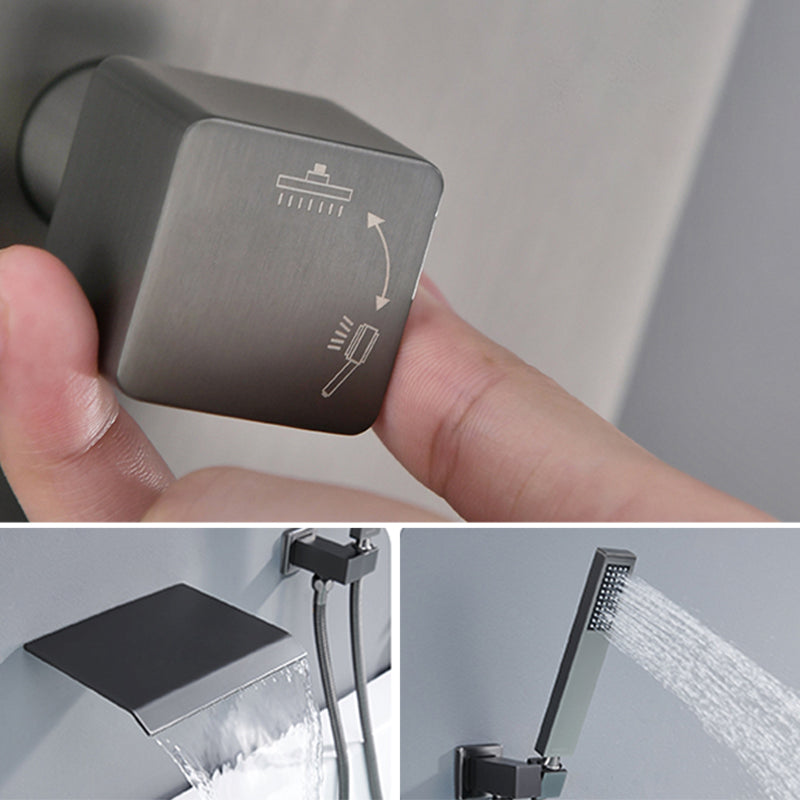 Contemporary Bathroom Faucet Wall Mounted Bathroom Faucet with Handheld Shower Clearhalo 'Bathroom Remodel & Bathroom Fixtures' 'Bathtub Faucets' 'bathtub_faucets' 'Home Improvement' 'home_improvement' 'home_improvement_bathtub_faucets' 6456579