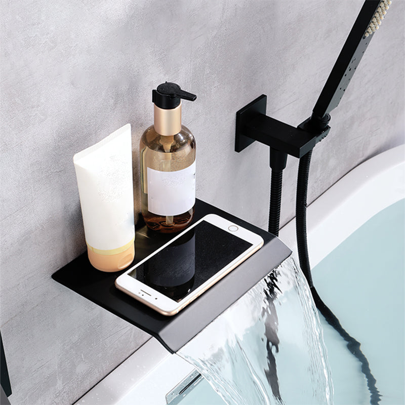 Contemporary Bathroom Faucet Wall Mounted Bathroom Faucet with Handheld Shower Clearhalo 'Bathroom Remodel & Bathroom Fixtures' 'Bathtub Faucets' 'bathtub_faucets' 'Home Improvement' 'home_improvement' 'home_improvement_bathtub_faucets' 6456580