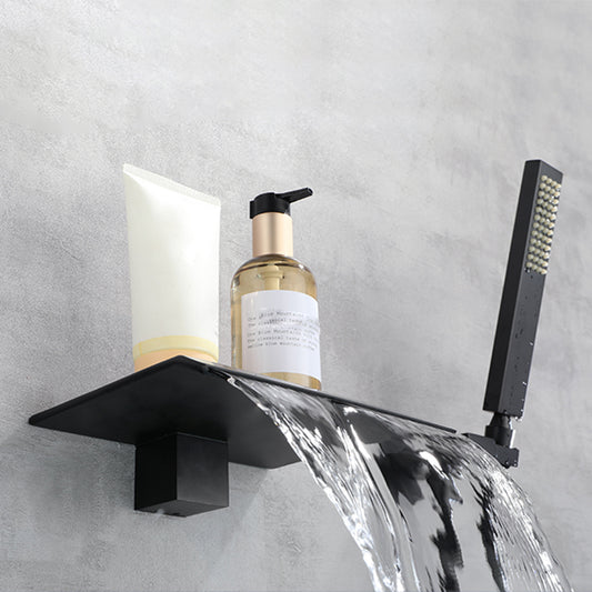 Contemporary Bathroom Faucet Wall Mounted Bathroom Faucet with Handheld Shower Clearhalo 'Bathroom Remodel & Bathroom Fixtures' 'Bathtub Faucets' 'bathtub_faucets' 'Home Improvement' 'home_improvement' 'home_improvement_bathtub_faucets' 6456581