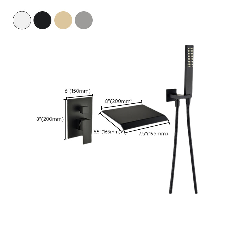 Contemporary Bathroom Faucet Wall Mounted Bathroom Faucet with Handheld Shower Clearhalo 'Bathroom Remodel & Bathroom Fixtures' 'Bathtub Faucets' 'bathtub_faucets' 'Home Improvement' 'home_improvement' 'home_improvement_bathtub_faucets' 6456588