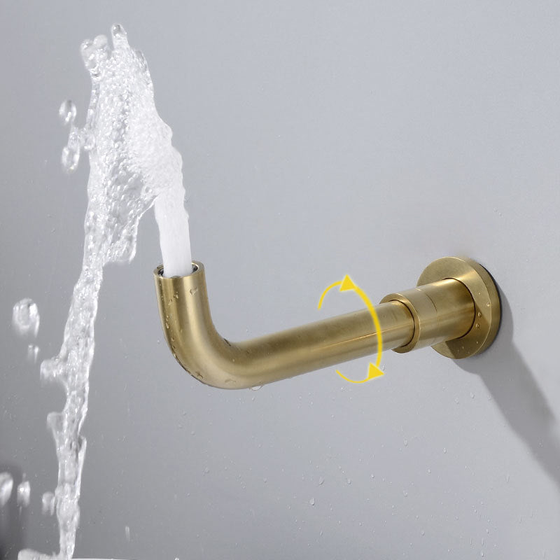 Cold and Hot Wall Mounted Bathtub Faucet Gold Finish Tub Faucet with Shower Head Clearhalo 'Bathroom Remodel & Bathroom Fixtures' 'Bathtub Faucets' 'bathtub_faucets' 'Home Improvement' 'home_improvement' 'home_improvement_bathtub_faucets' 6456602