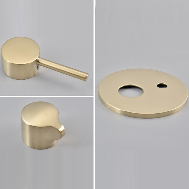 Cold and Hot Wall Mounted Bathtub Faucet Gold Finish Tub Faucet with Shower Head Clearhalo 'Bathroom Remodel & Bathroom Fixtures' 'Bathtub Faucets' 'bathtub_faucets' 'Home Improvement' 'home_improvement' 'home_improvement_bathtub_faucets' 6456607