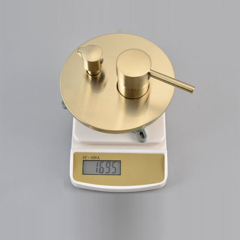 Cold and Hot Wall Mounted Bathtub Faucet Gold Finish Tub Faucet with Shower Head Clearhalo 'Bathroom Remodel & Bathroom Fixtures' 'Bathtub Faucets' 'bathtub_faucets' 'Home Improvement' 'home_improvement' 'home_improvement_bathtub_faucets' 6456609