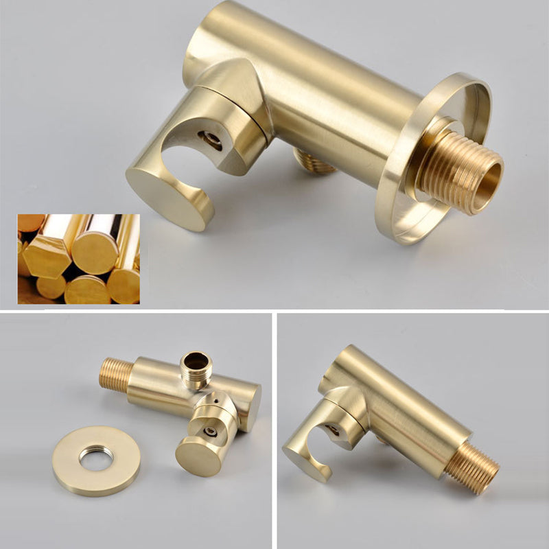 Cold and Hot Wall Mounted Bathtub Faucet Gold Finish Tub Faucet with Shower Head Clearhalo 'Bathroom Remodel & Bathroom Fixtures' 'Bathtub Faucets' 'bathtub_faucets' 'Home Improvement' 'home_improvement' 'home_improvement_bathtub_faucets' 6456612