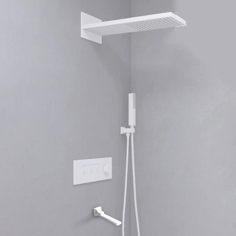 Modern Shower Set Handheld Shower Head Wall Mounted Shower System White Faucet Included Clearhalo 'Bathroom Remodel & Bathroom Fixtures' 'Home Improvement' 'home_improvement' 'home_improvement_shower_faucets' 'Shower Faucets & Systems' 'shower_faucets' 'Showers & Bathtubs Plumbing' 'Showers & Bathtubs' 6456676