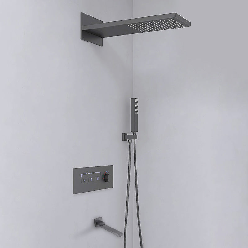 Modern Shower Set Handheld Shower Head Wall Mounted Shower System Gun Grey Faucet Included Clearhalo 'Bathroom Remodel & Bathroom Fixtures' 'Home Improvement' 'home_improvement' 'home_improvement_shower_faucets' 'Shower Faucets & Systems' 'shower_faucets' 'Showers & Bathtubs Plumbing' 'Showers & Bathtubs' 6456681