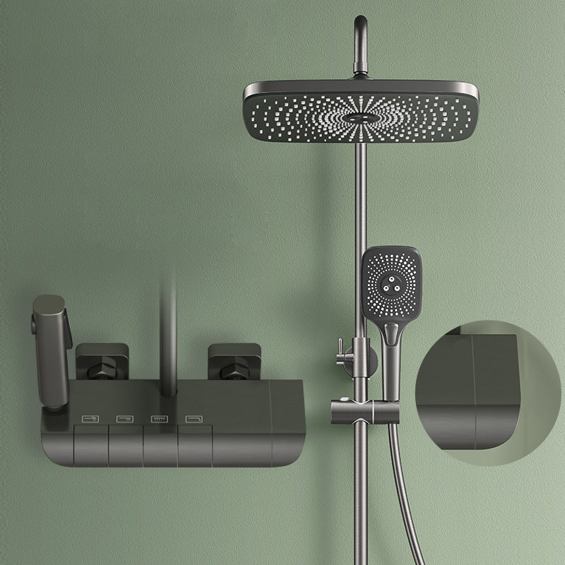 Contemporary Shower Set Handheld Shower Head Slide Bar Wall Mounted Shower System Grey Digital Display Not Included Clearhalo 'Bathroom Remodel & Bathroom Fixtures' 'Home Improvement' 'home_improvement' 'home_improvement_shower_faucets' 'Shower Faucets & Systems' 'shower_faucets' 'Showers & Bathtubs Plumbing' 'Showers & Bathtubs' 6456736