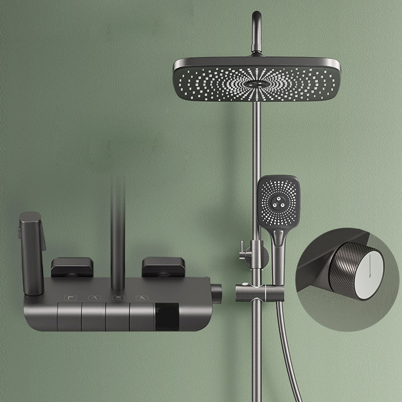 Contemporary Shower Set Handheld Shower Head Slide Bar Wall Mounted Shower System Grey Digital Display Included Clearhalo 'Bathroom Remodel & Bathroom Fixtures' 'Home Improvement' 'home_improvement' 'home_improvement_shower_faucets' 'Shower Faucets & Systems' 'shower_faucets' 'Showers & Bathtubs Plumbing' 'Showers & Bathtubs' 6456738