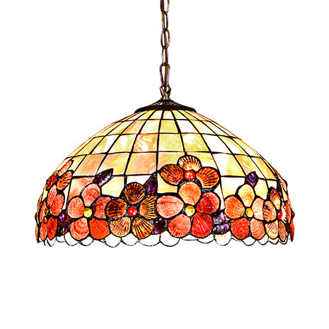 Bowl Hanging Lamp Victorian Handcrafted Art Glass 3 Heads 12"/14'/16" Wide Black Hanging Pendant Light with Adjustable Metal Chain Black 16" Clearhalo 'Ceiling Lights' 'Close To Ceiling Lights' 'Industrial' 'Middle Century Pendants' 'Pendant Lights' 'Pendants' 'Tiffany close to ceiling' 'Tiffany Pendants' 'Tiffany' Lighting' 64568