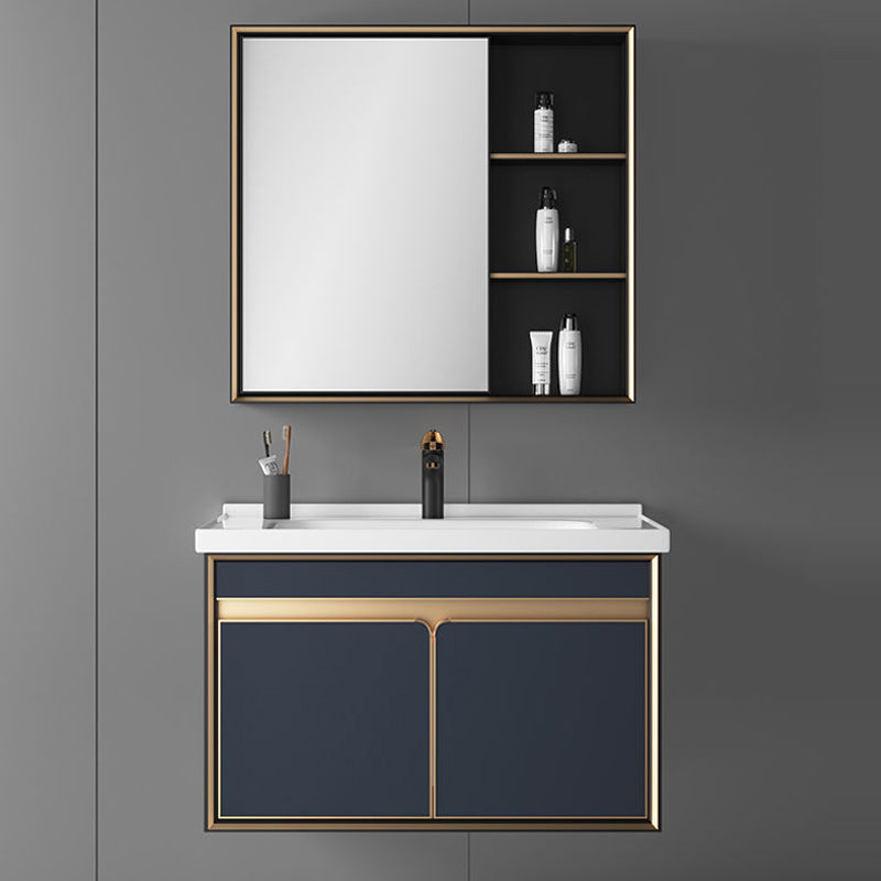 Bath Vanity Set Wall Mount Single Sink Blue Glam Metal Faucet Included Vanity Set Clearhalo 'Bathroom Remodel & Bathroom Fixtures' 'Bathroom Vanities' 'bathroom_vanities' 'Home Improvement' 'home_improvement' 'home_improvement_bathroom_vanities' 6456926