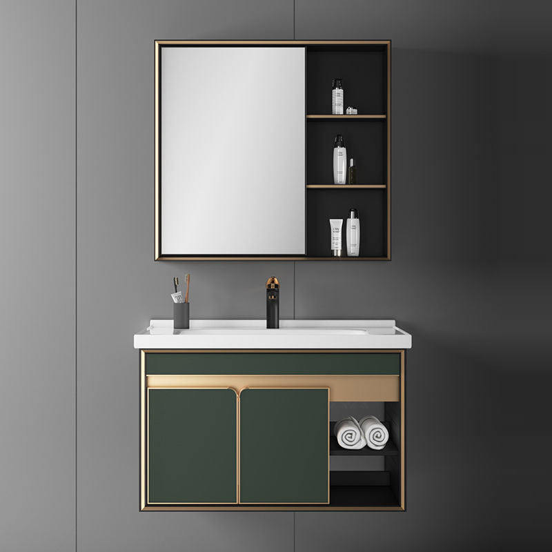 Bath Vanity Set Wall Mount Single Sink Blue Glam Metal Faucet Included Vanity Set Clearhalo 'Bathroom Remodel & Bathroom Fixtures' 'Bathroom Vanities' 'bathroom_vanities' 'Home Improvement' 'home_improvement' 'home_improvement_bathroom_vanities' 6456932