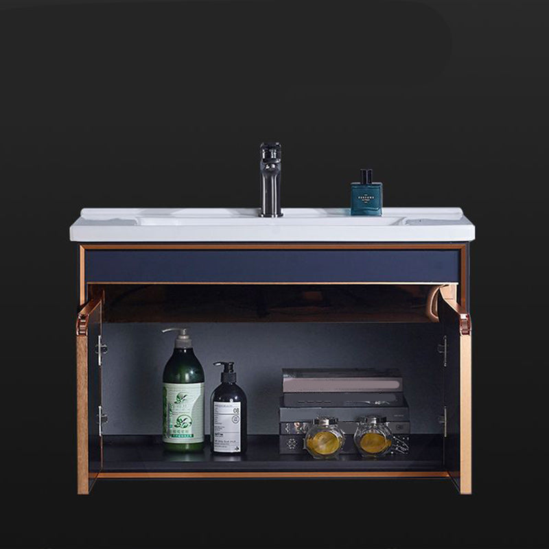 Bath Vanity Set Wall Mount Single Sink Blue Glam Metal Faucet Included Vanity Set Clearhalo 'Bathroom Remodel & Bathroom Fixtures' 'Bathroom Vanities' 'bathroom_vanities' 'Home Improvement' 'home_improvement' 'home_improvement_bathroom_vanities' 6456941