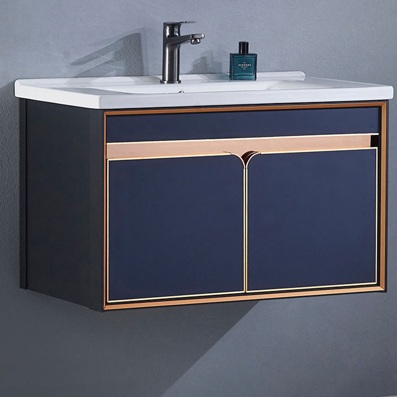 Bath Vanity Set Wall Mount Single Sink Blue Glam Metal Faucet Included Vanity Set Clearhalo 'Bathroom Remodel & Bathroom Fixtures' 'Bathroom Vanities' 'bathroom_vanities' 'Home Improvement' 'home_improvement' 'home_improvement_bathroom_vanities' 6456943
