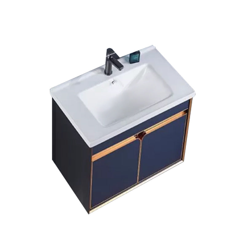 Bath Vanity Set Wall Mount Single Sink Blue Glam Metal Faucet Included Vanity Set Vanity & Faucet 24"L x 19"W x 20"H Smart Control Not Included Clearhalo 'Bathroom Remodel & Bathroom Fixtures' 'Bathroom Vanities' 'bathroom_vanities' 'Home Improvement' 'home_improvement' 'home_improvement_bathroom_vanities' 6456944