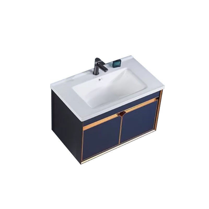 Bath Vanity Set Wall Mount Single Sink Blue Glam Metal Faucet Included Vanity Set Vanity & Faucet 28"L x 19"W x 20"H Smart Control Not Included Clearhalo 'Bathroom Remodel & Bathroom Fixtures' 'Bathroom Vanities' 'bathroom_vanities' 'Home Improvement' 'home_improvement' 'home_improvement_bathroom_vanities' 6456946