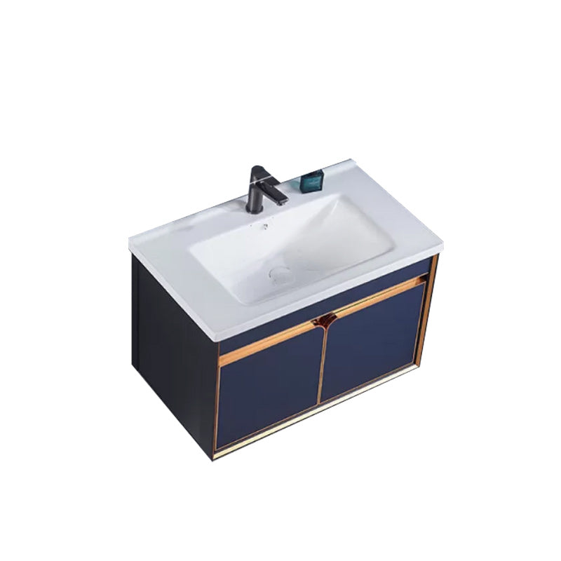 Bath Vanity Set Wall Mount Single Sink Blue Glam Metal Faucet Included Vanity Set Vanity & Faucet 31"L x 19"W x 20"H Smart Control Not Included Clearhalo 'Bathroom Remodel & Bathroom Fixtures' 'Bathroom Vanities' 'bathroom_vanities' 'Home Improvement' 'home_improvement' 'home_improvement_bathroom_vanities' 6456948