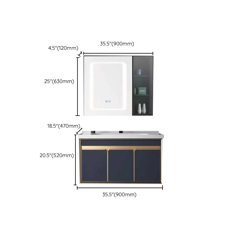 Bath Vanity Set Wall Mount Single Sink Blue Glam Metal Faucet Included Vanity Set Clearhalo 'Bathroom Remodel & Bathroom Fixtures' 'Bathroom Vanities' 'bathroom_vanities' 'Home Improvement' 'home_improvement' 'home_improvement_bathroom_vanities' 6456959