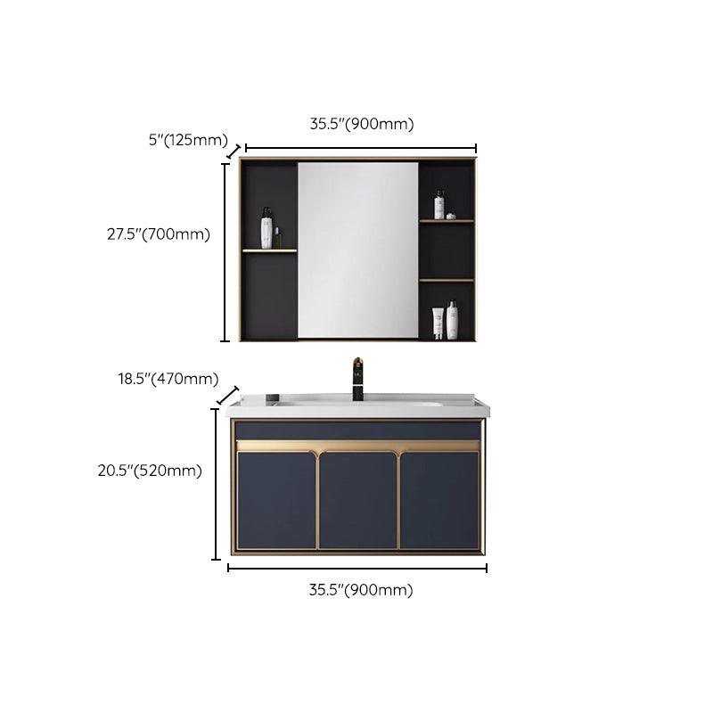 Bath Vanity Set Wall Mount Single Sink Blue Glam Metal Faucet Included Vanity Set Clearhalo 'Bathroom Remodel & Bathroom Fixtures' 'Bathroom Vanities' 'bathroom_vanities' 'Home Improvement' 'home_improvement' 'home_improvement_bathroom_vanities' 6456960