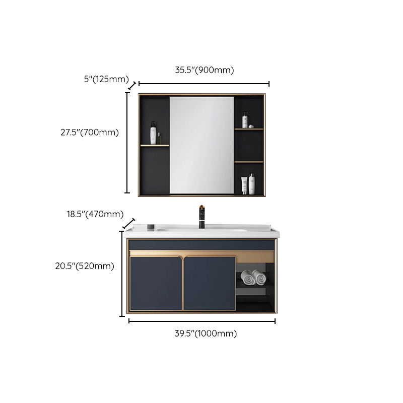 Bath Vanity Set Wall Mount Single Sink Blue Glam Metal Faucet Included Vanity Set Clearhalo 'Bathroom Remodel & Bathroom Fixtures' 'Bathroom Vanities' 'bathroom_vanities' 'Home Improvement' 'home_improvement' 'home_improvement_bathroom_vanities' 6456962