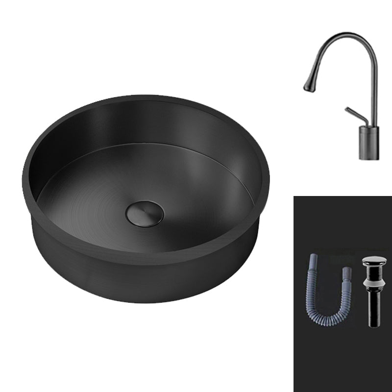 Round Bathroom Sink Modern Undermount Bathroom Sink with Faucet Gooseneck High Arc Clearhalo 'Bathroom Remodel & Bathroom Fixtures' 'Bathroom Sinks & Faucet Components' 'Bathroom Sinks' 'bathroom_sink' 'Home Improvement' 'home_improvement' 'home_improvement_bathroom_sink' 6457081