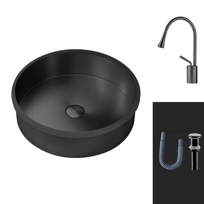 Round Bathroom Sink Modern Undermount Bathroom Sink with Faucet Gooseneck High Arc Clearhalo 'Bathroom Remodel & Bathroom Fixtures' 'Bathroom Sinks & Faucet Components' 'Bathroom Sinks' 'bathroom_sink' 'Home Improvement' 'home_improvement' 'home_improvement_bathroom_sink' 6457081