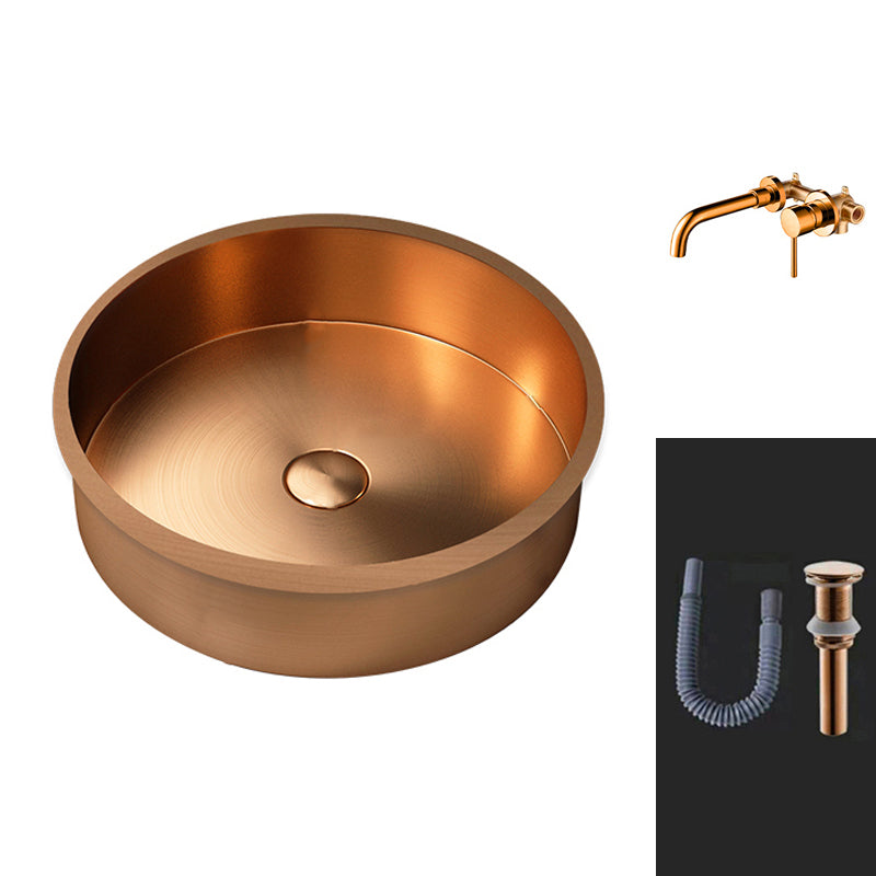 Round Bathroom Sink Modern Undermount Bathroom Sink with Faucet Rose Gold Round Faucet Sink with Faucet Clearhalo 'Bathroom Remodel & Bathroom Fixtures' 'Bathroom Sinks & Faucet Components' 'Bathroom Sinks' 'bathroom_sink' 'Home Improvement' 'home_improvement' 'home_improvement_bathroom_sink' 6457091