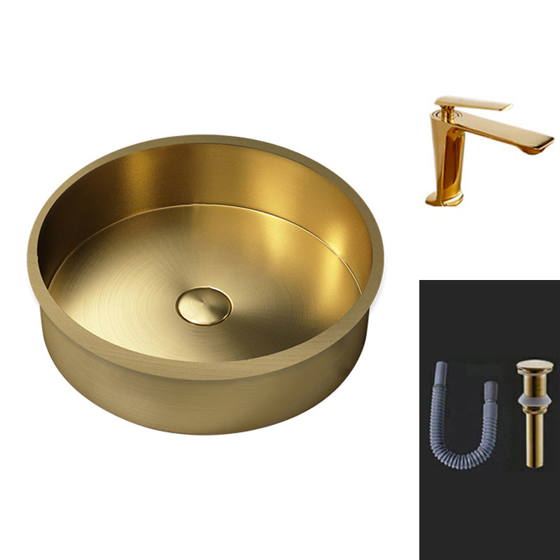 Round Bathroom Sink Modern Undermount Bathroom Sink with Faucet Straight Faucet Clearhalo 'Bathroom Remodel & Bathroom Fixtures' 'Bathroom Sinks & Faucet Components' 'Bathroom Sinks' 'bathroom_sink' 'Home Improvement' 'home_improvement' 'home_improvement_bathroom_sink' 6457110