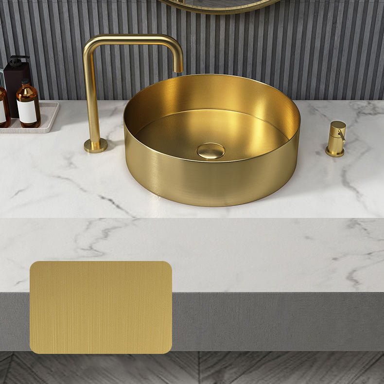 Round Vessel Bathroom Sink Modern Vessel Bathroom Sink with Faucet Clearhalo 'Bathroom Remodel & Bathroom Fixtures' 'Bathroom Sinks & Faucet Components' 'Bathroom Sinks' 'bathroom_sink' 'Home Improvement' 'home_improvement' 'home_improvement_bathroom_sink' 6457129