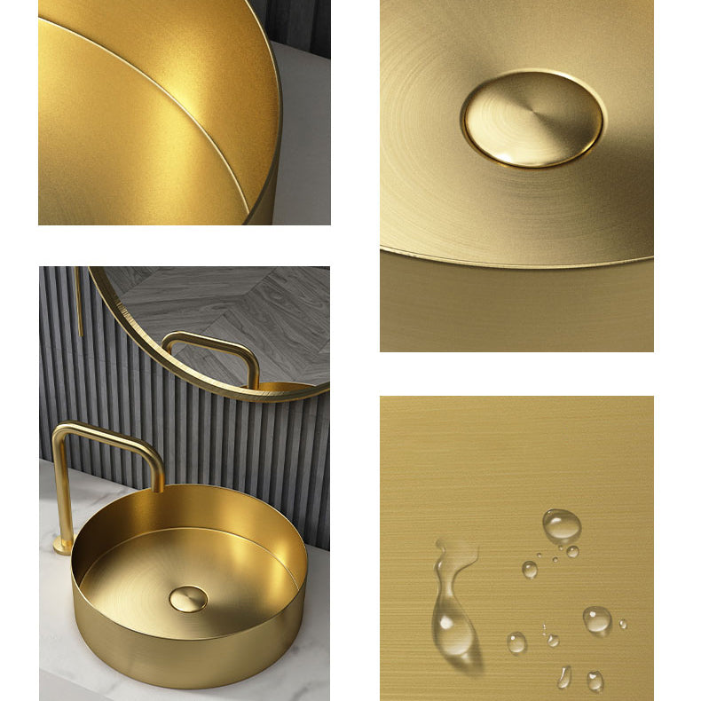 Round Vessel Bathroom Sink Modern Vessel Bathroom Sink with Faucet Clearhalo 'Bathroom Remodel & Bathroom Fixtures' 'Bathroom Sinks & Faucet Components' 'Bathroom Sinks' 'bathroom_sink' 'Home Improvement' 'home_improvement' 'home_improvement_bathroom_sink' 6457134