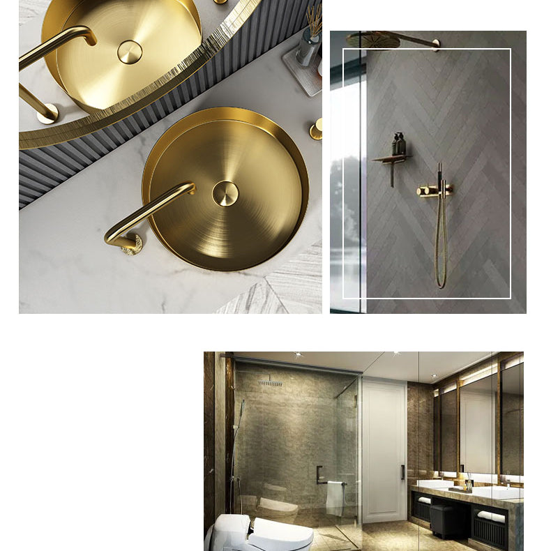 Round Vessel Bathroom Sink Modern Vessel Bathroom Sink with Faucet Clearhalo 'Bathroom Remodel & Bathroom Fixtures' 'Bathroom Sinks & Faucet Components' 'Bathroom Sinks' 'bathroom_sink' 'Home Improvement' 'home_improvement' 'home_improvement_bathroom_sink' 6457135