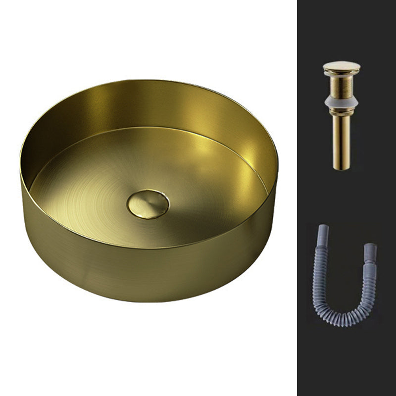 Round Vessel Bathroom Sink Modern Vessel Bathroom Sink with Faucet Bronze None Sink Clearhalo 'Bathroom Remodel & Bathroom Fixtures' 'Bathroom Sinks & Faucet Components' 'Bathroom Sinks' 'bathroom_sink' 'Home Improvement' 'home_improvement' 'home_improvement_bathroom_sink' 6457149