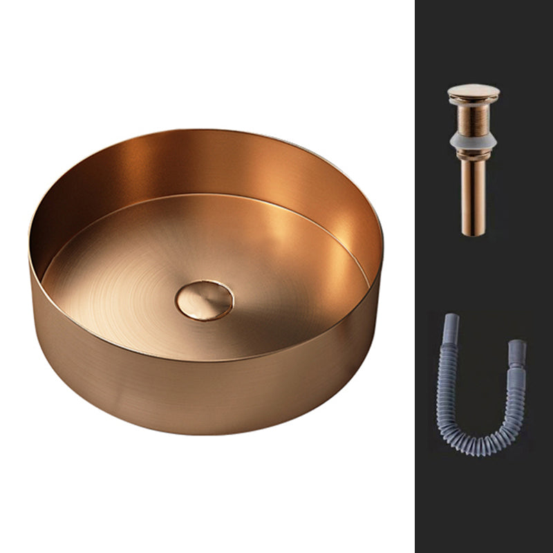 Round Vessel Bathroom Sink Modern Vessel Bathroom Sink with Faucet Rose Gold None Sink Clearhalo 'Bathroom Remodel & Bathroom Fixtures' 'Bathroom Sinks & Faucet Components' 'Bathroom Sinks' 'bathroom_sink' 'Home Improvement' 'home_improvement' 'home_improvement_bathroom_sink' 6457151