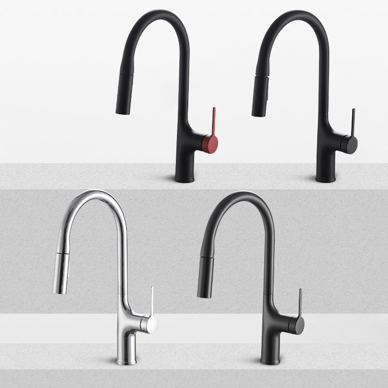 Contemporary Pull Down Single Handle Kitchen Faucet High Arch Water Filler Clearhalo 'Home Improvement' 'home_improvement' 'home_improvement_kitchen_faucets' 'Kitchen Faucets' 'Kitchen Remodel & Kitchen Fixtures' 'Kitchen Sinks & Faucet Components' 'kitchen_faucets' 6457169
