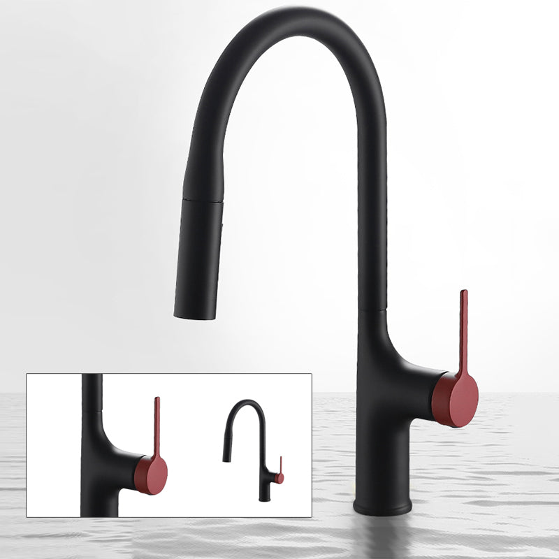 Contemporary Pull Down Single Handle Kitchen Faucet High Arch Water Filler Clearhalo 'Home Improvement' 'home_improvement' 'home_improvement_kitchen_faucets' 'Kitchen Faucets' 'Kitchen Remodel & Kitchen Fixtures' 'Kitchen Sinks & Faucet Components' 'kitchen_faucets' 6457175