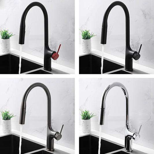 Contemporary Pull Down Single Handle Kitchen Faucet High Arch Water Filler Clearhalo 'Home Improvement' 'home_improvement' 'home_improvement_kitchen_faucets' 'Kitchen Faucets' 'Kitchen Remodel & Kitchen Fixtures' 'Kitchen Sinks & Faucet Components' 'kitchen_faucets' 6457176