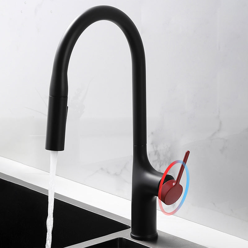 Contemporary Pull Down Single Handle Kitchen Faucet High Arch Water Filler Clearhalo 'Home Improvement' 'home_improvement' 'home_improvement_kitchen_faucets' 'Kitchen Faucets' 'Kitchen Remodel & Kitchen Fixtures' 'Kitchen Sinks & Faucet Components' 'kitchen_faucets' 6457179