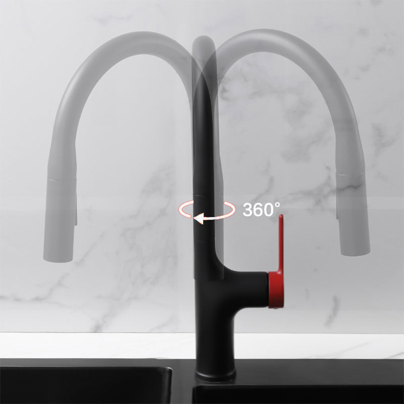 Contemporary Pull Down Single Handle Kitchen Faucet High Arch Water Filler Clearhalo 'Home Improvement' 'home_improvement' 'home_improvement_kitchen_faucets' 'Kitchen Faucets' 'Kitchen Remodel & Kitchen Fixtures' 'Kitchen Sinks & Faucet Components' 'kitchen_faucets' 6457182