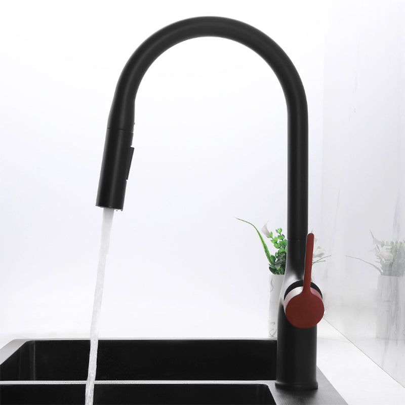 Contemporary Pull Down Single Handle Kitchen Faucet High Arch Water Filler Clearhalo 'Home Improvement' 'home_improvement' 'home_improvement_kitchen_faucets' 'Kitchen Faucets' 'Kitchen Remodel & Kitchen Fixtures' 'Kitchen Sinks & Faucet Components' 'kitchen_faucets' 6457183